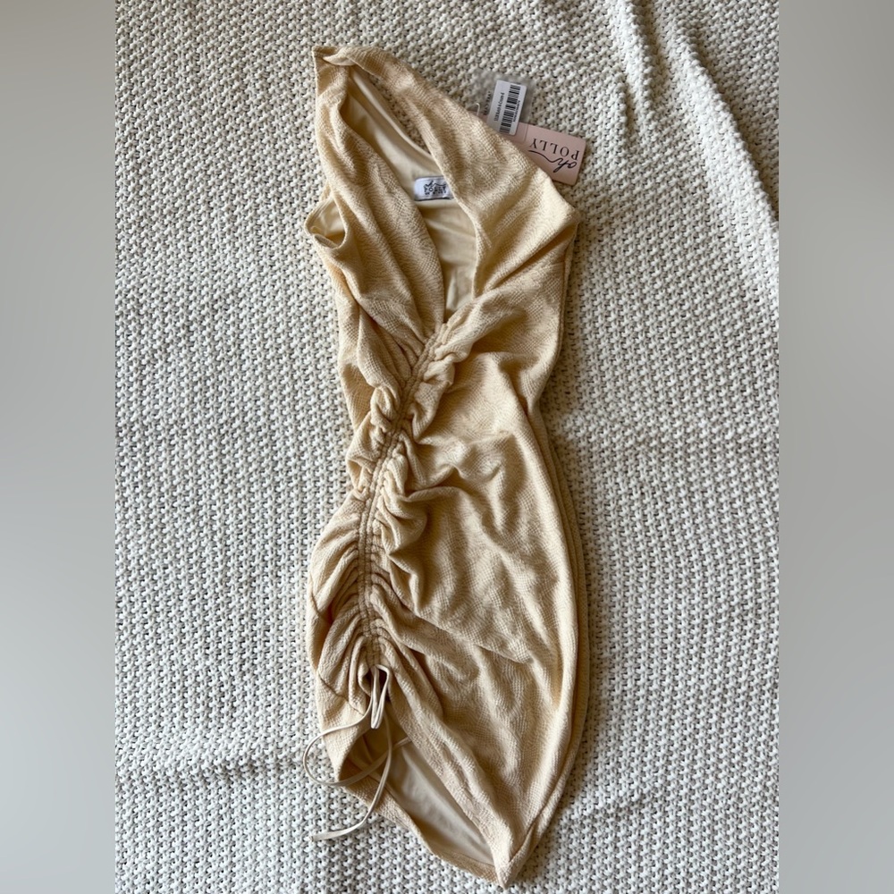 Oh Polly One Shoulder Cream Mini Dress